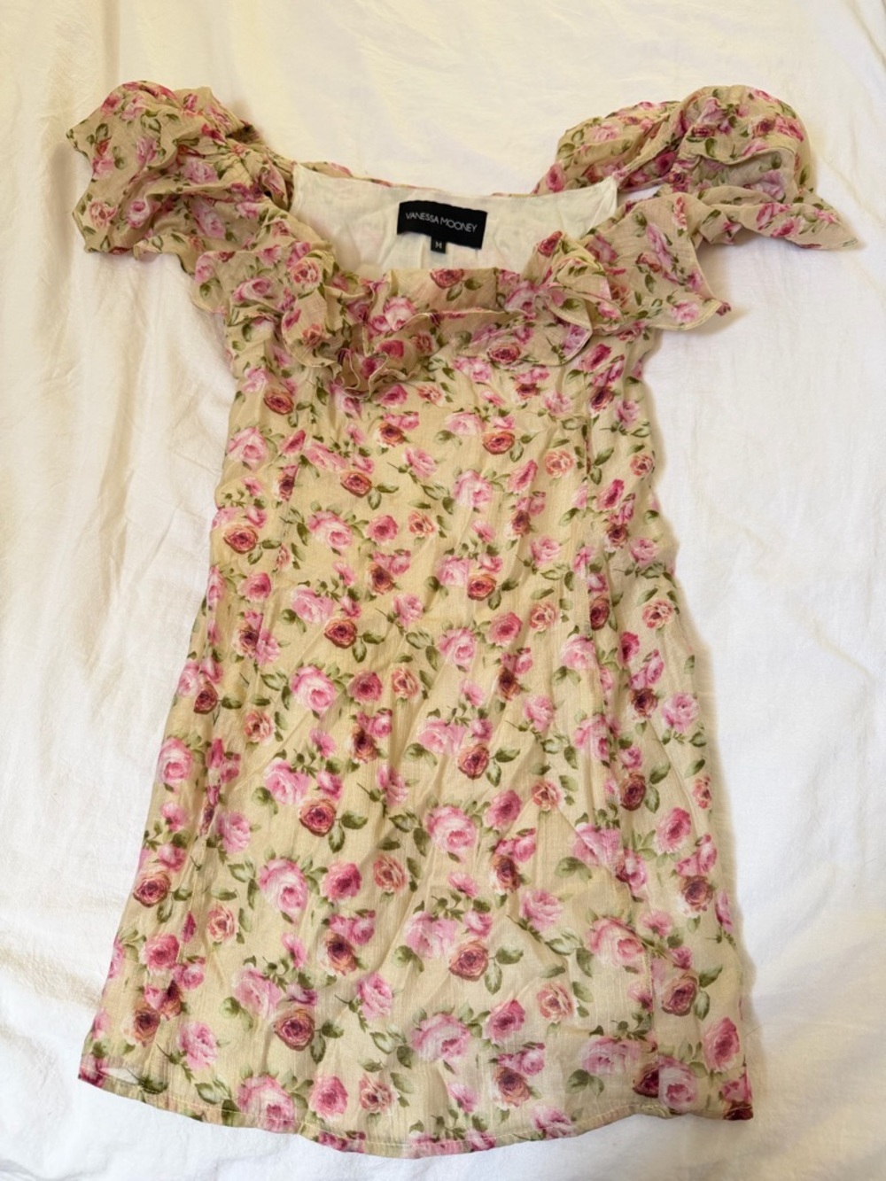 Vanessa Mooney Joelyn Ruffle Off Shoulder Floral Mini Dress Size M - Picture 2 of 6